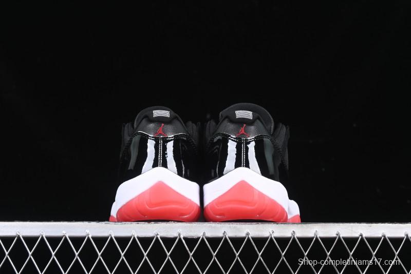 Nike Air Jordan 11 Low Bred Basketball Shoes with Patent Leather and Carbon Fiber - FV5104-006