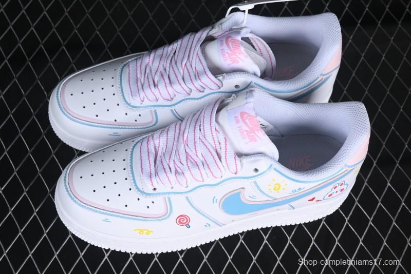 Nike Air Force 1 '07 Low Valentine's Day Limited Edition 2D Hand-Painted Graffiti Lollipop Casual Sneakers - TY0301-111
