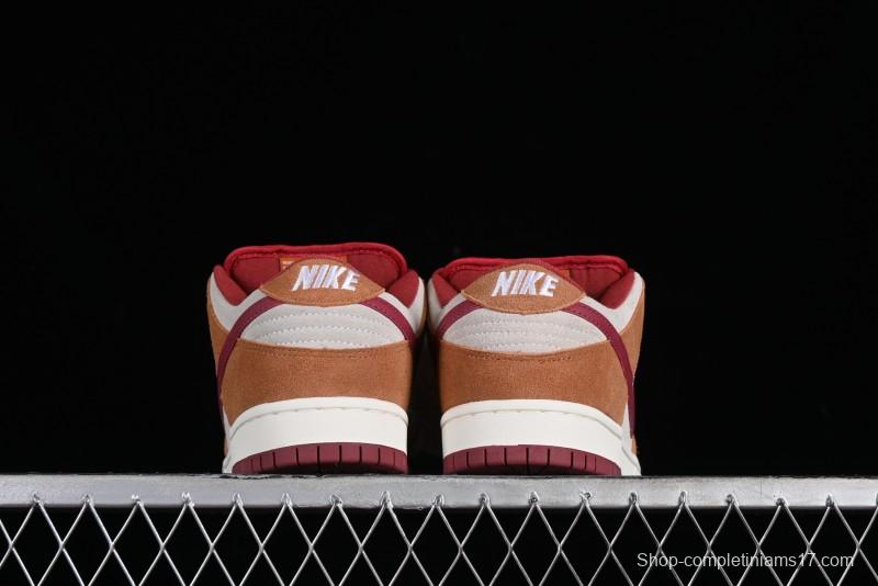 Nike SB Dunk Low Pro Brown Red Colorway SB Low Top Casual Skate Shoes - BQ6817-202