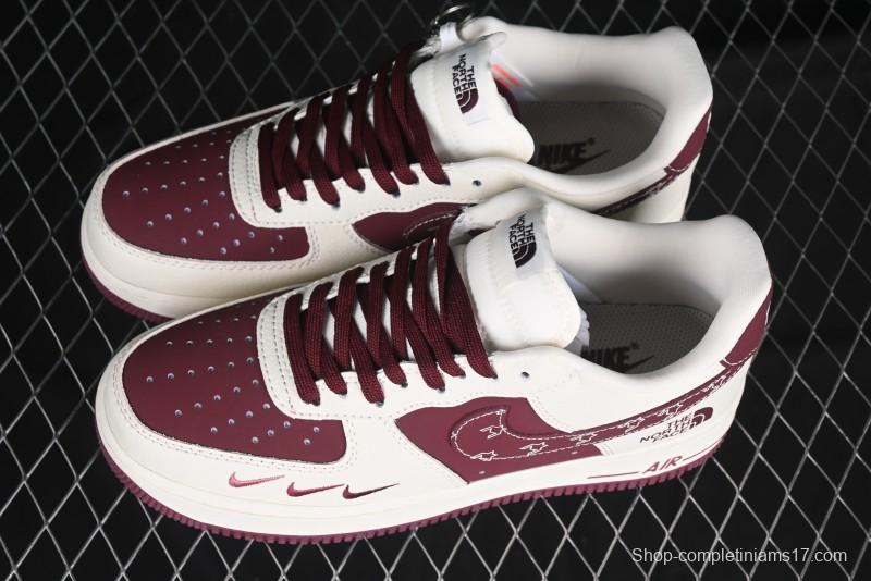 Nike Air Force 1 '07 Low The North Face Collaboration Burgundy Swoosh Casual Sneakers - KK1988-042