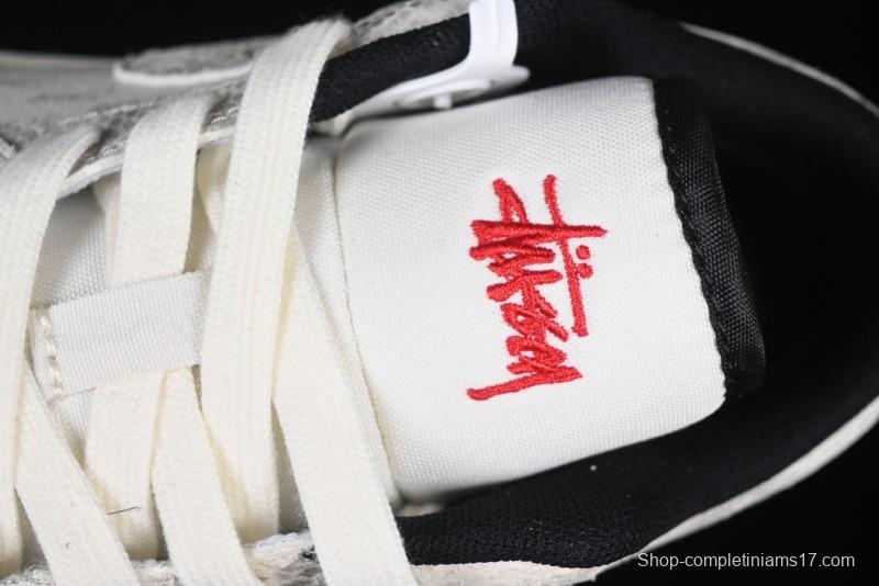 Nike Air Jordan 1 Low Retro Basketball Shoes - Stussy Grey Snake Custom - FC1688-200