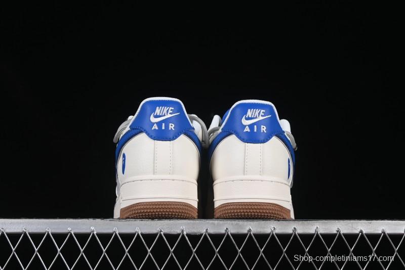 Nike Air Force 1 '07 Low Bape Collaboration Beige Blue Gum Pull Tab Casual Sneakers - SJ1198-112
