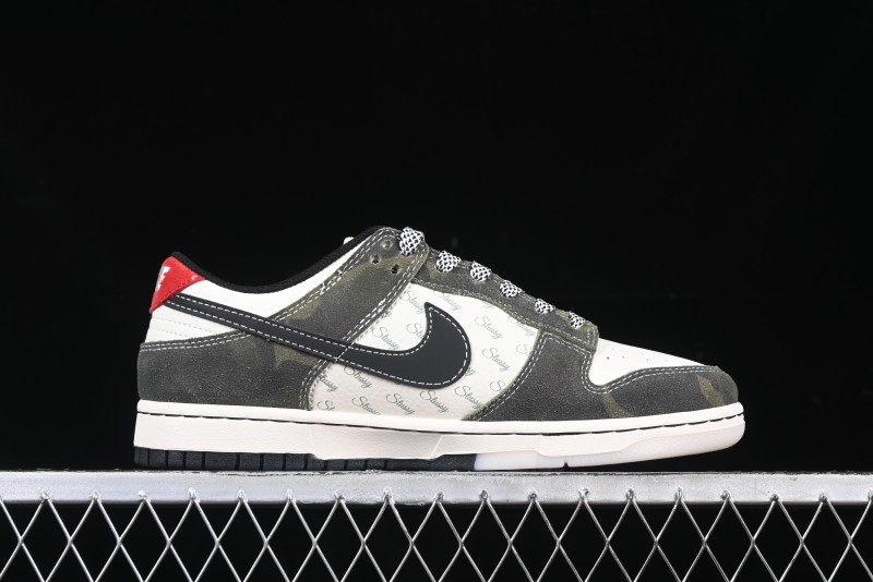 Nike SB Dunk Low Stussy Collaboration - Camo Black Swoosh Anniversary High-End Custom Low-Top Casual Sneakers - DM6868-011