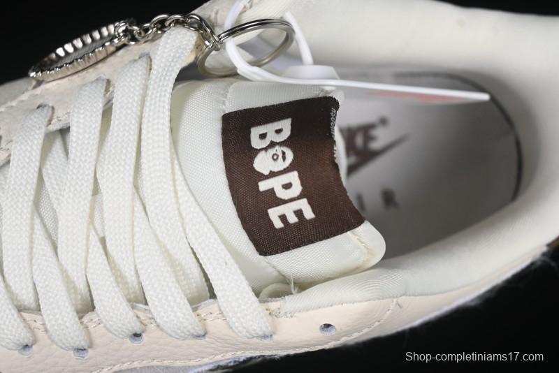 Nike Air Force 1 '07 Low Bape Camouflage Swoosh Beige Casual Sneakers - DF0188-030