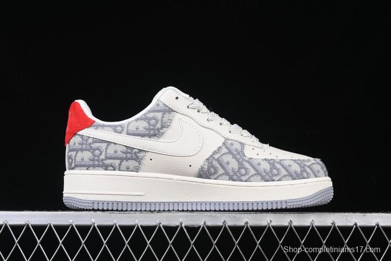 Nike Air Force 1 '07 Low Dior Collaboration - Grey Pattern Low-Top Casual Sneakers - DF0188-021