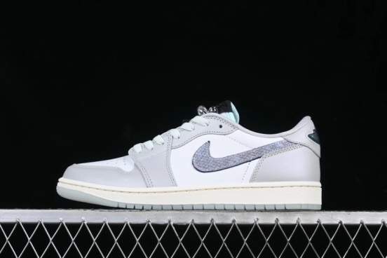 Nike Air Jordan 1 Low OG CNY AJ1 Snake Year Limited Silver Snake Low-Top Retro Basketball Shoes - HF3144-100