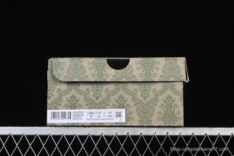 Nike Travis Scott x Fragment Design x Air Jordan 1 Low OG SP AJ1 Collaboration Sneakers - Prussian Blue - XS3086-006