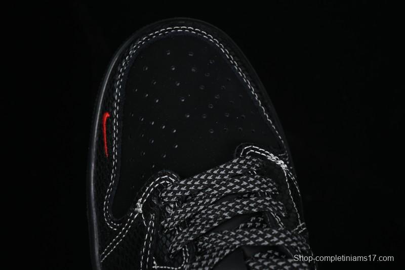 Nike Travis Scott x Fragment Design x Air Jordan 1 Low OG SP AJ1 Year of the Snake Limited Black Snake Web Low Top Casual Sneakers - CH6336-018