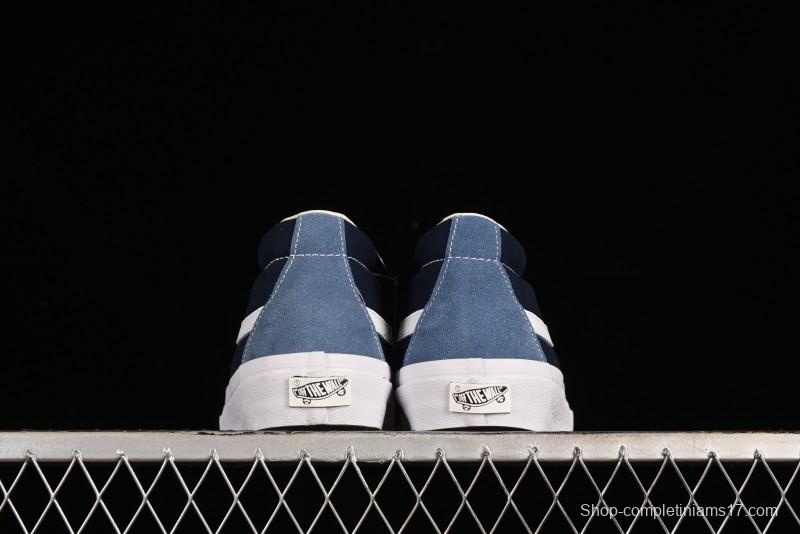 Vans Sk8-Mid Reissue 83 High-End Retro Skate Shoes with Blue Patchwork Suede - VN000CQQDWR