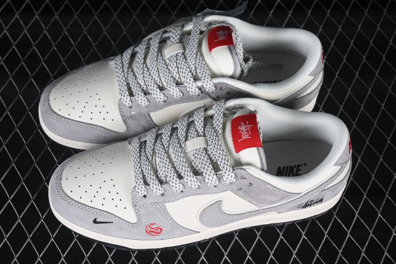 Nike SB Dunk Low Stussy Year of the Snake Limited Edition Grey Snake Swoosh Anniversary Custom Low-Top Casual Sneakers - XX3168-117