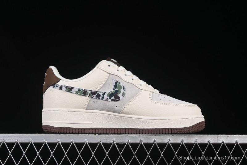 Nike Air Force 1 '07 Low Bape Camouflage Swoosh Beige Casual Sneakers - DF0188-030