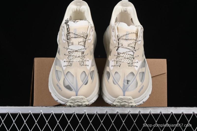 HOKA ONE ONE Satisfy Running Mafate Trail Low-Cut Cushioned Outdoor Hiking Shoes - 1157050 BONE