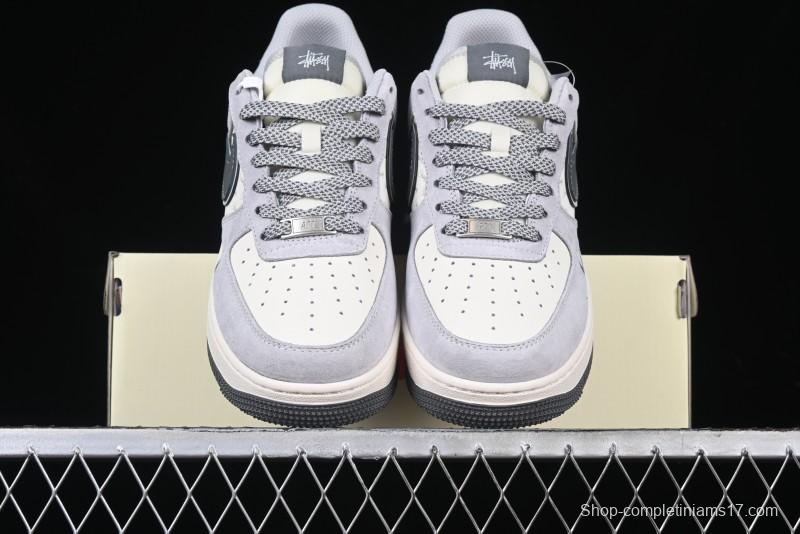 Nike Air Force 1 '07 Low Stussy Collaboration - Pig Grey Swoosh Low-Top Casual Sneakers - XZ3318-066