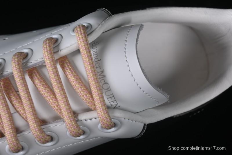 Alexander McQueen Oversized Sneakers with Mirror Silver Heel - White Leather Lace-Up Shoes