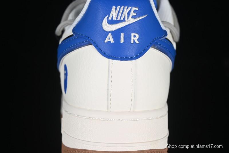 Nike Air Force 1 '07 Low Bape Collaboration Beige Blue Gum Pull Tab Casual Sneakers - SJ1198-112