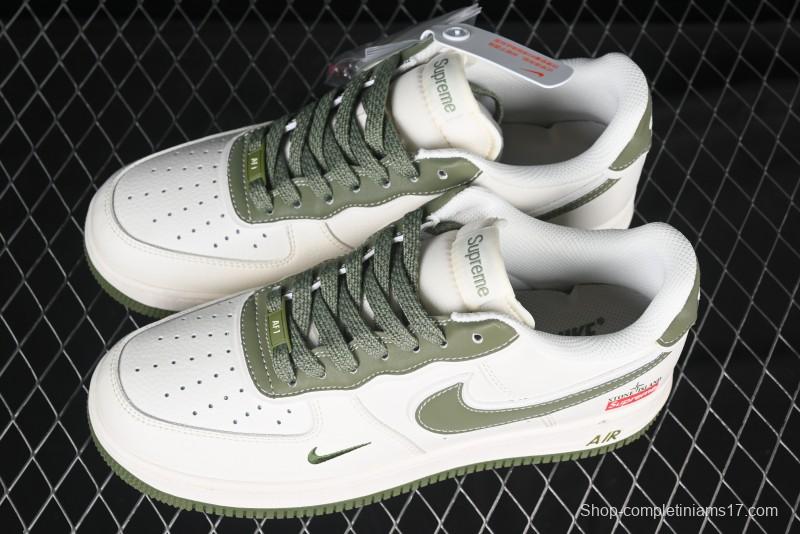 Nike Air Force 1 '07 Low Stone Island x Supreme Collaboration Beige Green Swoosh Low-Top Casual Sneakers - BB1616-301