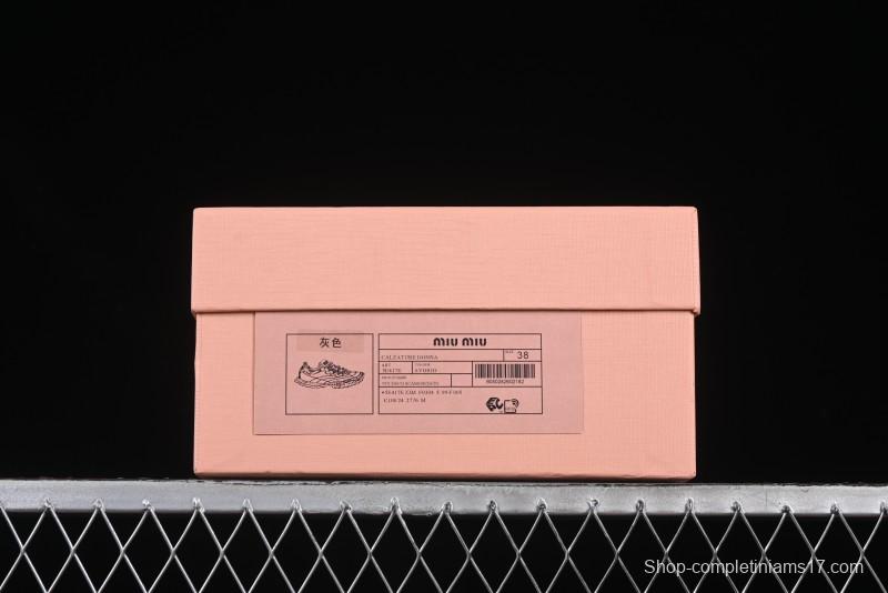 Miu Miu Suede Round Toe Lace-Up Low Top Women's Casual Shoes - 99D4