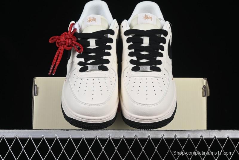 Nike Air Force 1 '07 Low Stussy Collaboration Rose Gold Embroidery Low-Top Casual Sneakers - XZ6188-720