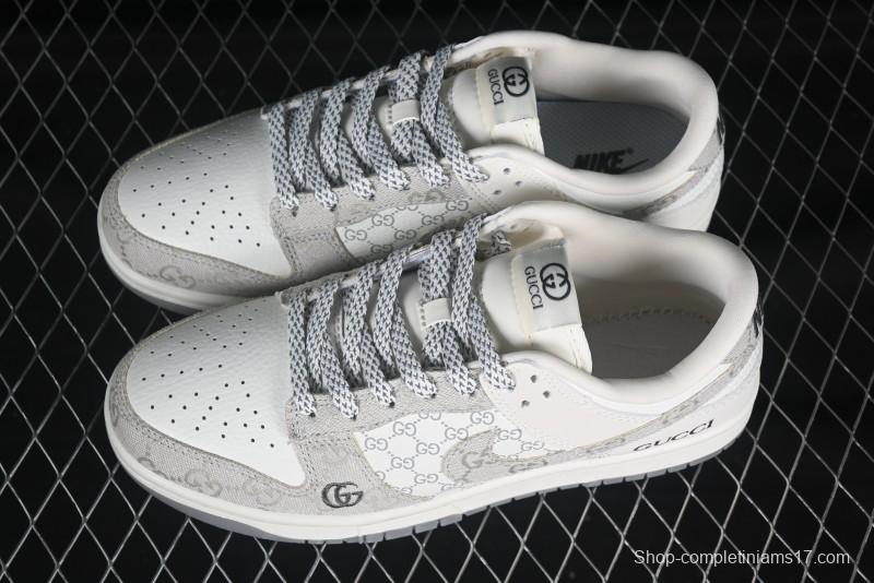 Nike SB Dunk Low Gucci Collaboration Beige Grey Denim Anniversary Custom Low-Top Casual Sneakers - CH8311-239