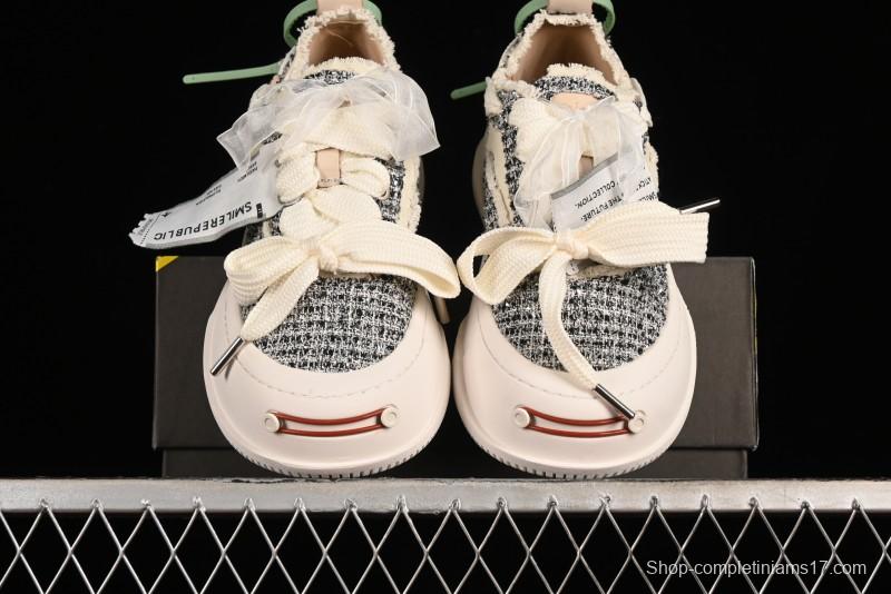 SMILEREPUBLIC SMILE Canvas Sneakers with Cut Wool Fringe and Unique Weaving - G.D4
