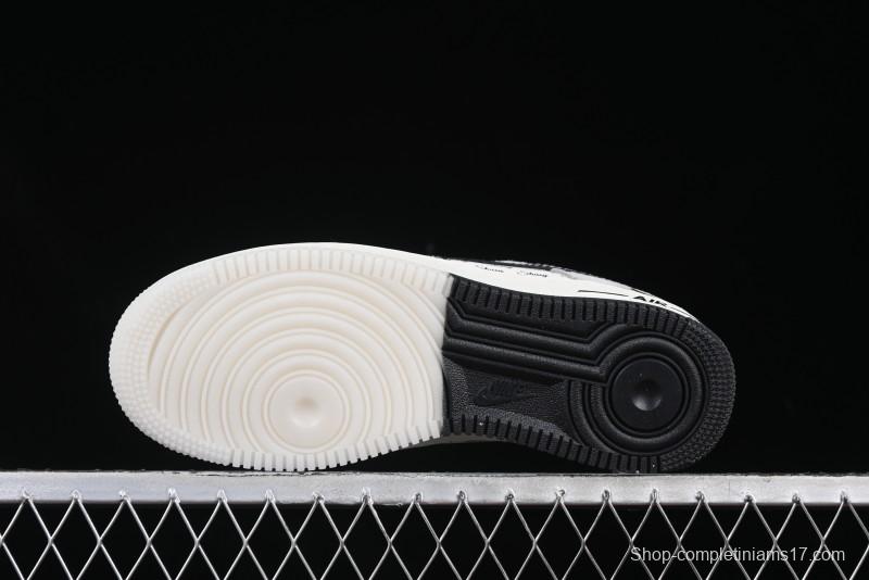 Nike Air Force 1 '07 Low Stussy Collaboration Black Leather Low-Top Casual Sneakers - CH6336-518