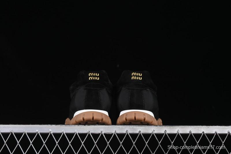 Miu Miu Suede Round Toe Lace-Up Women's Low-Top Casual Shoes - 99D4