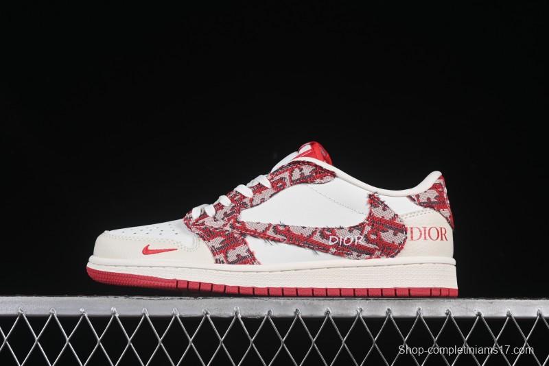 Nike Travis Scott x Fragment Design x Air Jordan 1 Low OG SP AJ1 Retro Sneakers with Unique Collaboration Design - XS2024-042