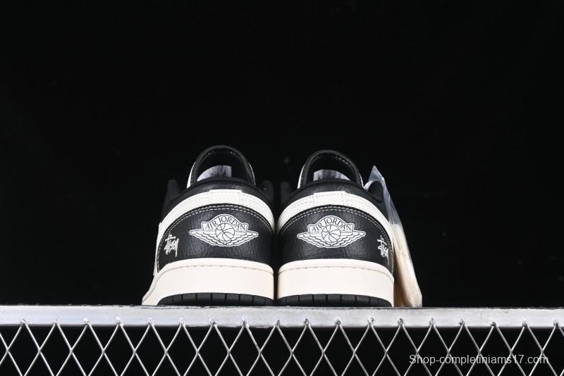 Nike Air Jordan 1 Low AJ1 Stussy White Black Leather Retro Basketball Shoes - XX3318-507