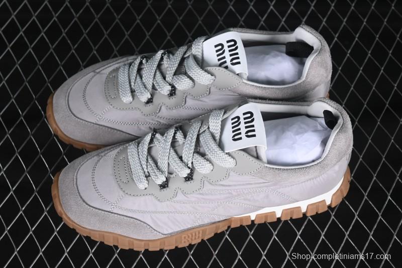 Miu Miu Suede Round Toe Lace-Up Low Top Women's Casual Shoes - 99D4