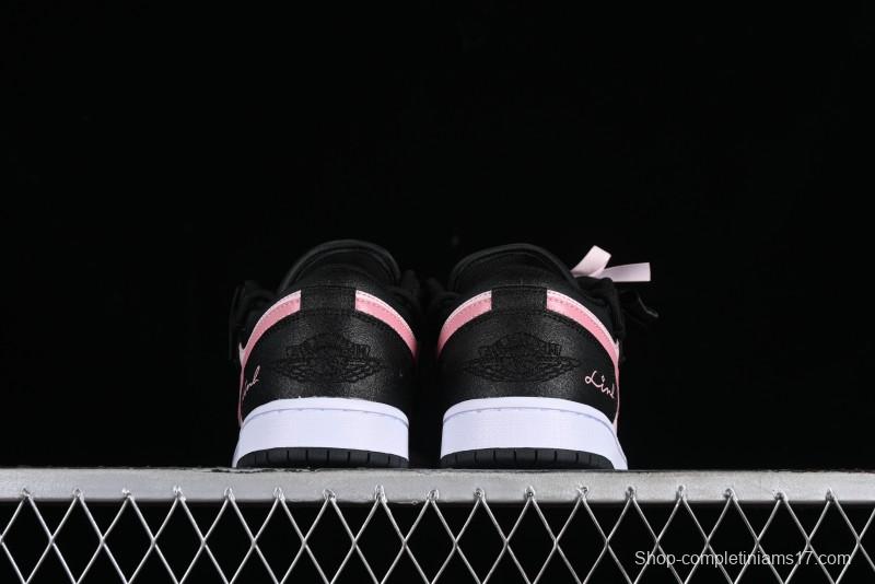 Nike Air Jordan 1 Low AJ1 Retro Basketball Shoes with Black Pink Bow Design - DX4374-008