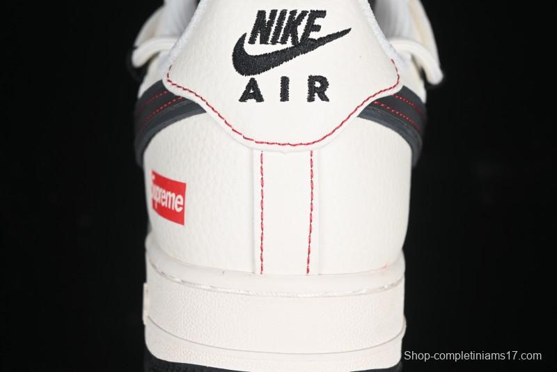 Nike Air Force 1 '07 Low Supreme Collaboration - Beige Red Lace-Up Low-Top Casual Sneakers SJ1198-104
