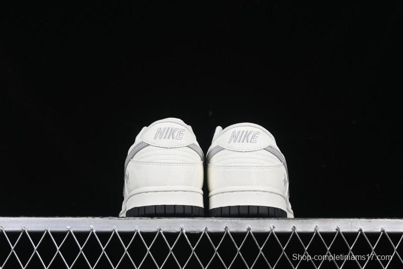 Nike SB Dunk Low Stussy Collaboration Barcode Embroidery Grey Hook Anniversary Custom Low-Top Casual Skate Shoes - DJ2024-054