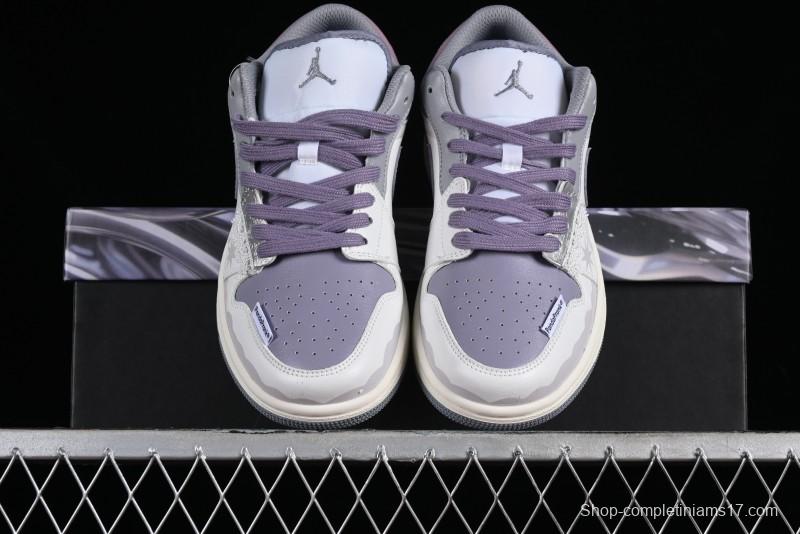 Nike Air Jordan 1 Low AJ1 Retro Basketball Shoes with Panda Mischief Modern Floral Design - 553560-053