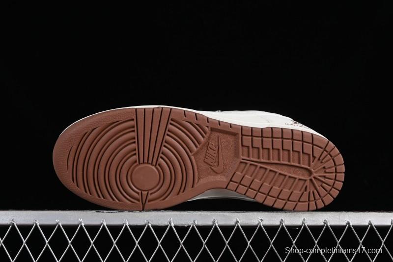 Nike SB Dunk Low LV Collaboration - Double Swoosh Beige Brown Anniversary High-End Custom Low-Top Casual Skate Shoes - XX2025-309