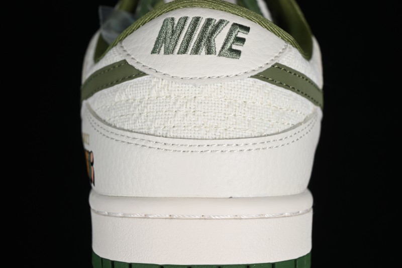 Nike SB Dunk Low Gucci Collaboration - Beige Green Woven Fabric Anniversary High-End Custom Low-Top Casual Skate Shoes - DQ1098-368