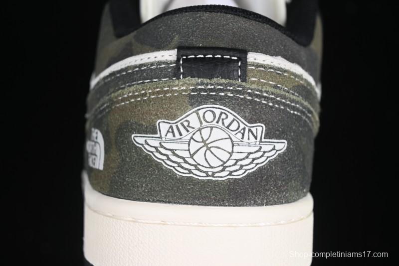 Nike Air Jordan 1 Low AJ1 The North Face Collaboration Dark Camouflage Custom High-End Retro Basketball Shoes - DM9188-013