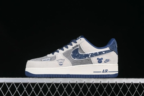 Nike Air Force 1 '07 Low Collaboration with Violent Bear - Snow Grey Pigskin Edition - KK1988-053