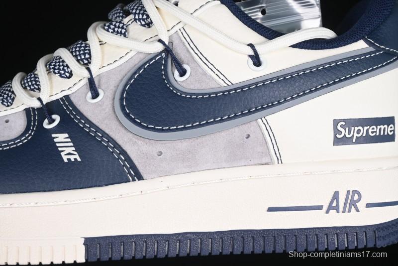 Nike Air Force 1 '07 Low Supreme Collaboration Beige Blue Low-Top Casual Sneakers - DM6688-018
