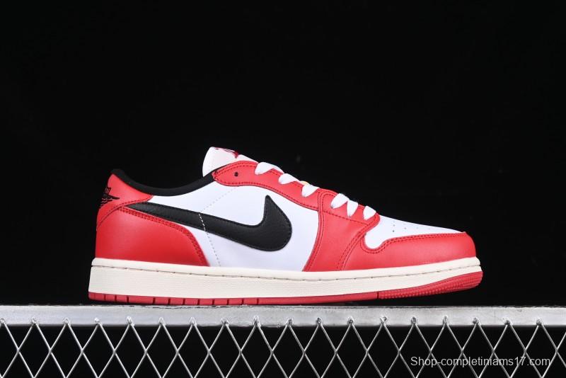 Nike Air Jordan 1 Low AJ1 White Red Black Hook Casual Sneakers - HQ6998-600