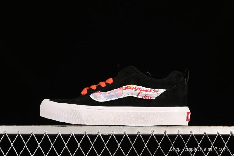 Vans Classics Knu Skool Retro Sneakers with Embroidered Graffiti Design and Thick Tongue - VN000CS00ZB