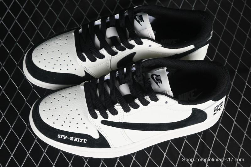 Nike Travis Scott x Fragment Design x Air Jordan 1 Low OG SP AJ1 Off-White Collaboration Casual Sneakers - DM7866-065