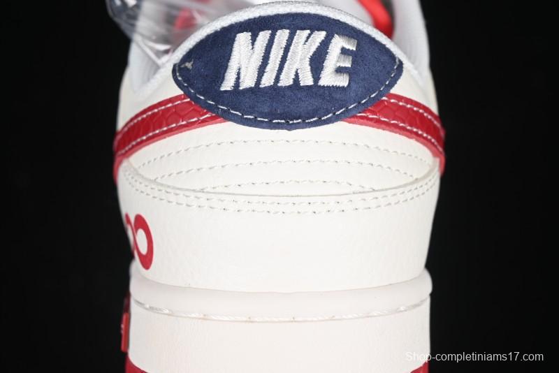 Nike SB Dunk Low Supreme Collaboration Year of the Snake Limited Edition Red Snake Print Anniversary Custom Low-Top Casual Sneakers - XS1086-015