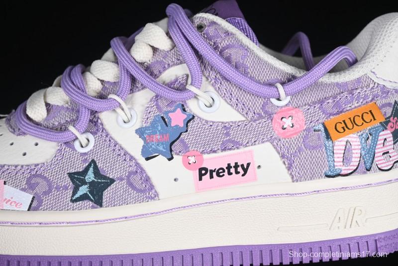 Nike Air Force 1'07 Low "Purple Star" Custom Casual Sneakers - BD7700-220