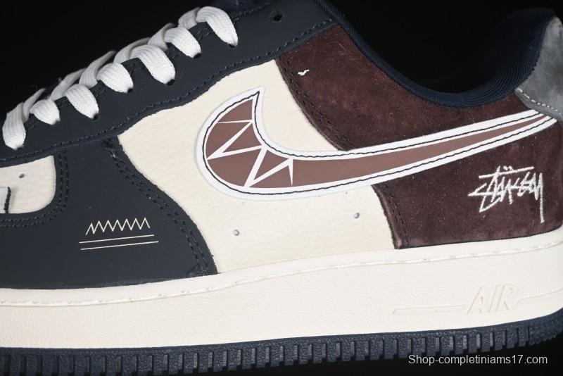 Nike Air Force 1 '07 Low Stussy Collaboration White Blue Chocolate Low-Top Casual Sneakers - KK1988-061