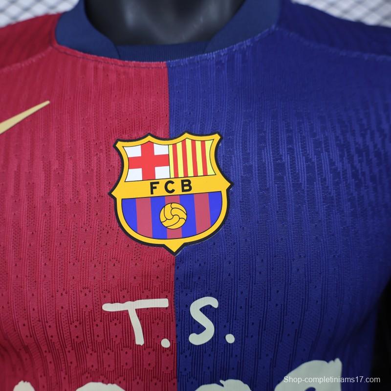 Player Version 25/26 FC Barcelona Home  with Pink "T.S. 1989" Jersey
