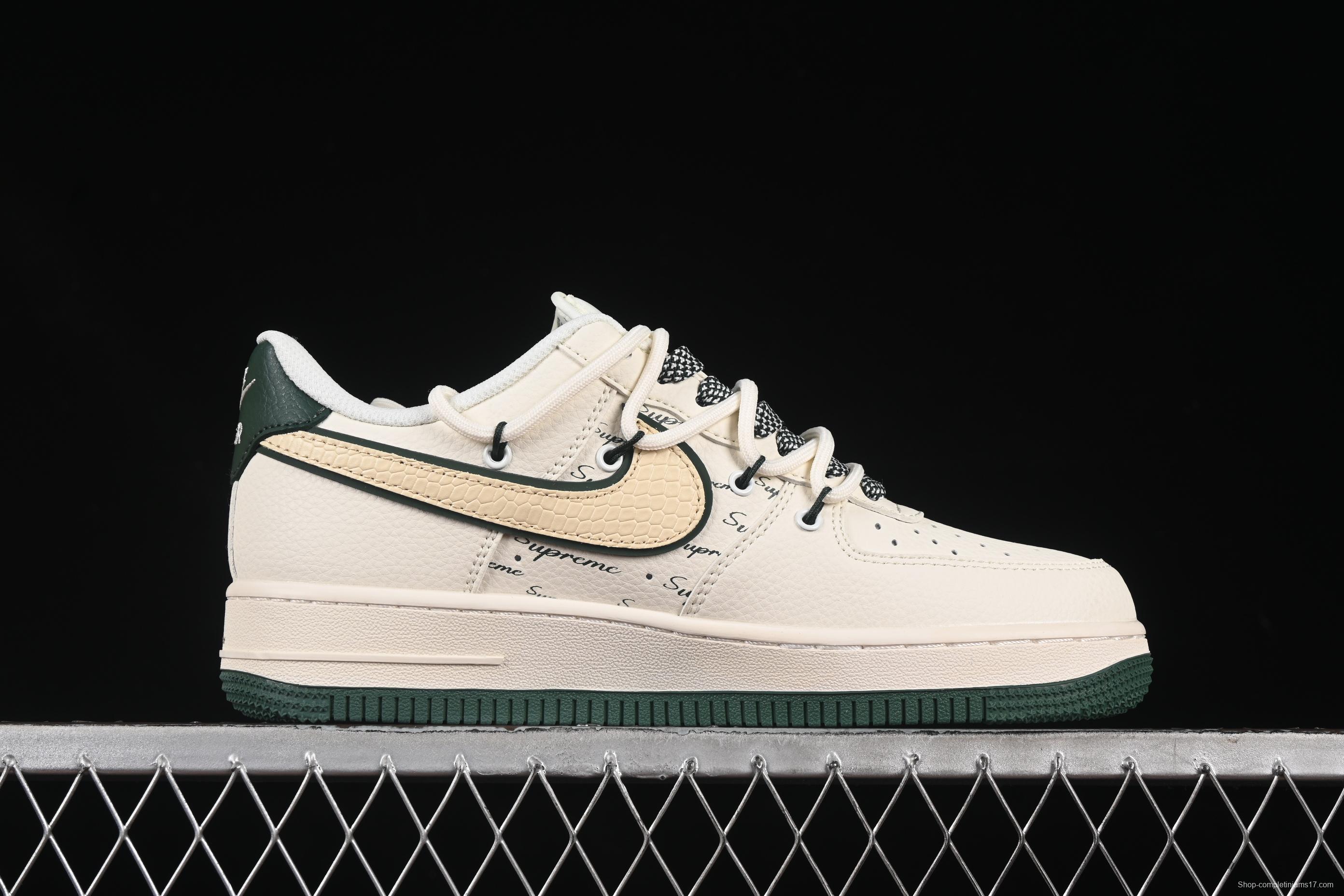 Nike Air Force 1 '07 Low Supreme Casual Sneakers with Custom Leather and Full-Length Air Cushion - DM6868-057