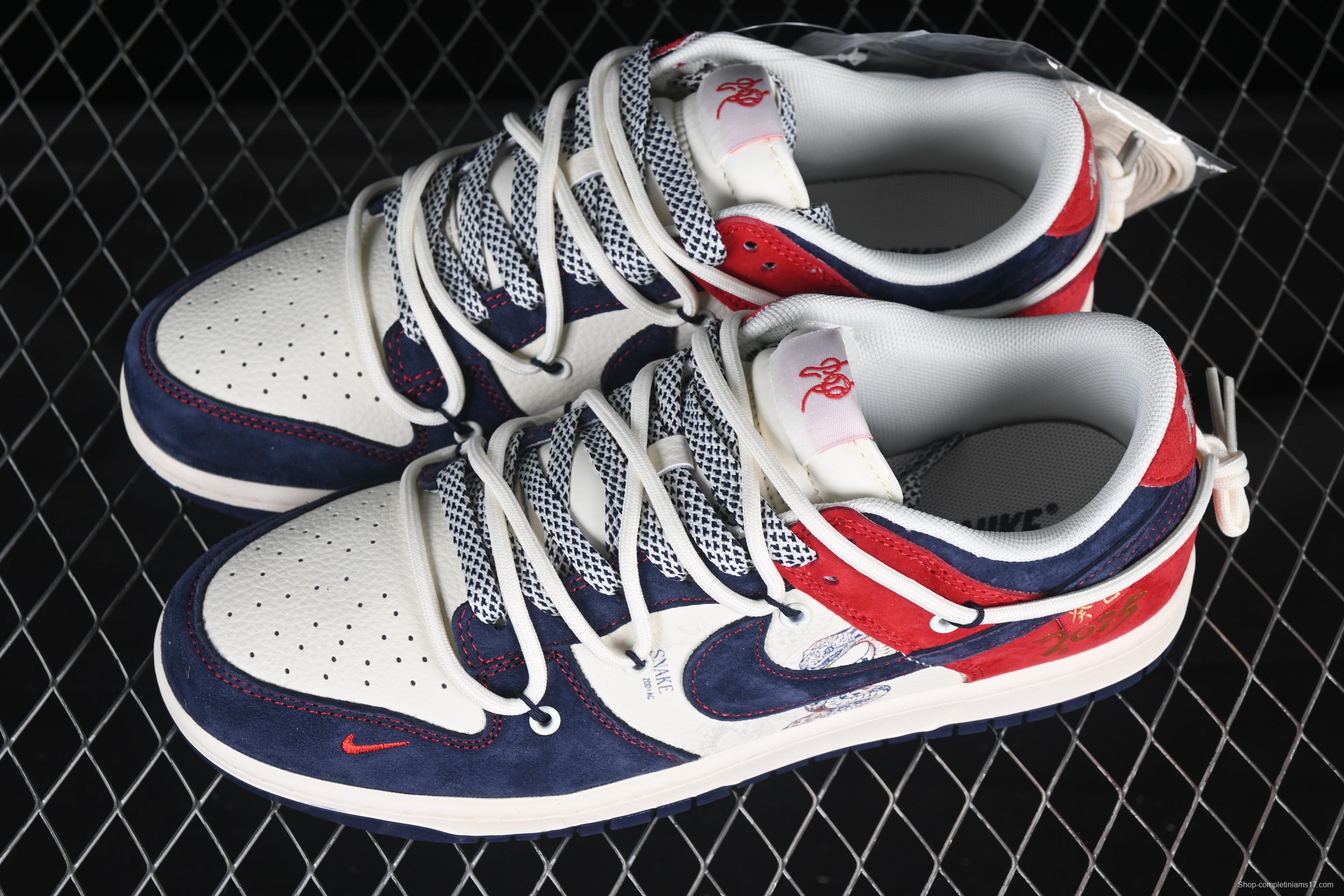 Nike SB Dunk Low Year of the Snake Series Lace-Up Blue White Navy Swoosh Low-Top Casual Skateboarding Shoes - YX5066-288