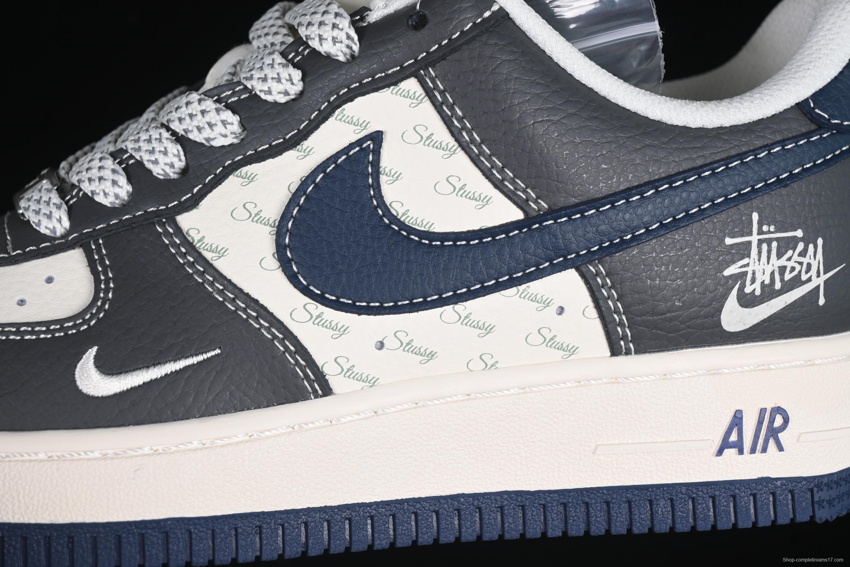 Nike Air Force 1 '07 Low Stussy Collaboration Navy Grey Casual Sneakers - XS1958-519