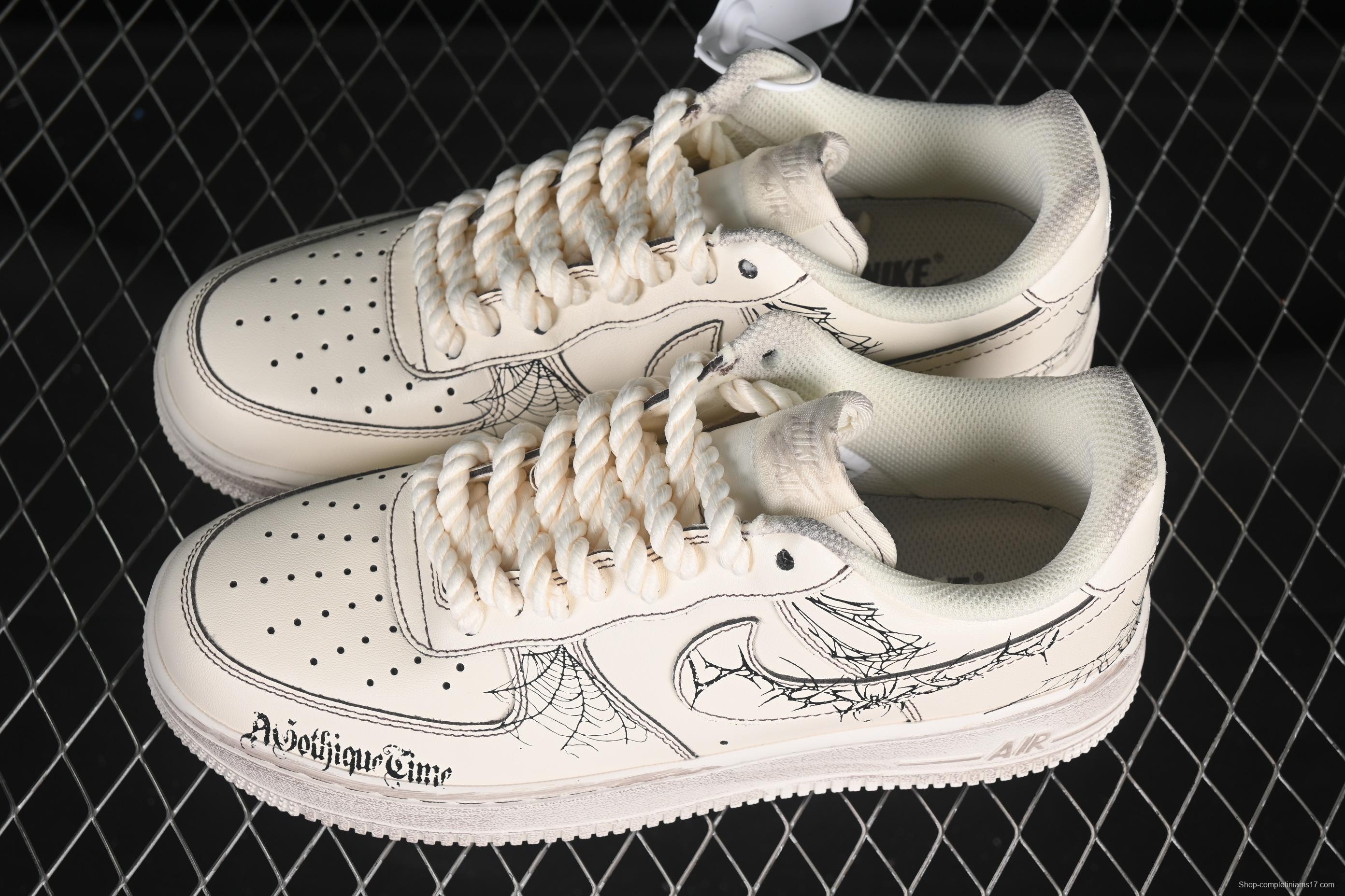 Nike Air Force 1'07 Low Casual Sneakers with Vintage Spider Web Design - 315221-333