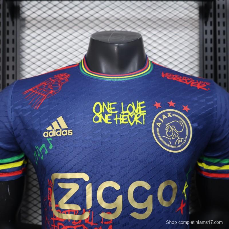 Player Version 25/26 JAjax Jersey with Bob Marley Tribute Design and Inspirational Quotes